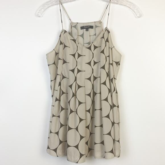 Madewell Circle Dot Pleated Cami Womens Blouse Tan Size 0 - Picture 3 of 13